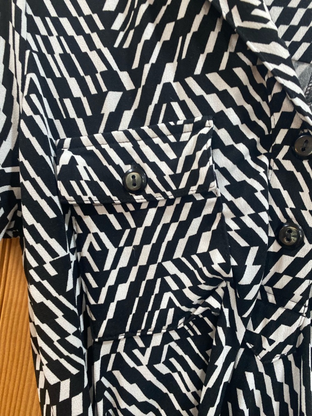 Enfocus Studio Black & White Geometric Short-Sleeve Shirt Dress - Picture 3 of 6